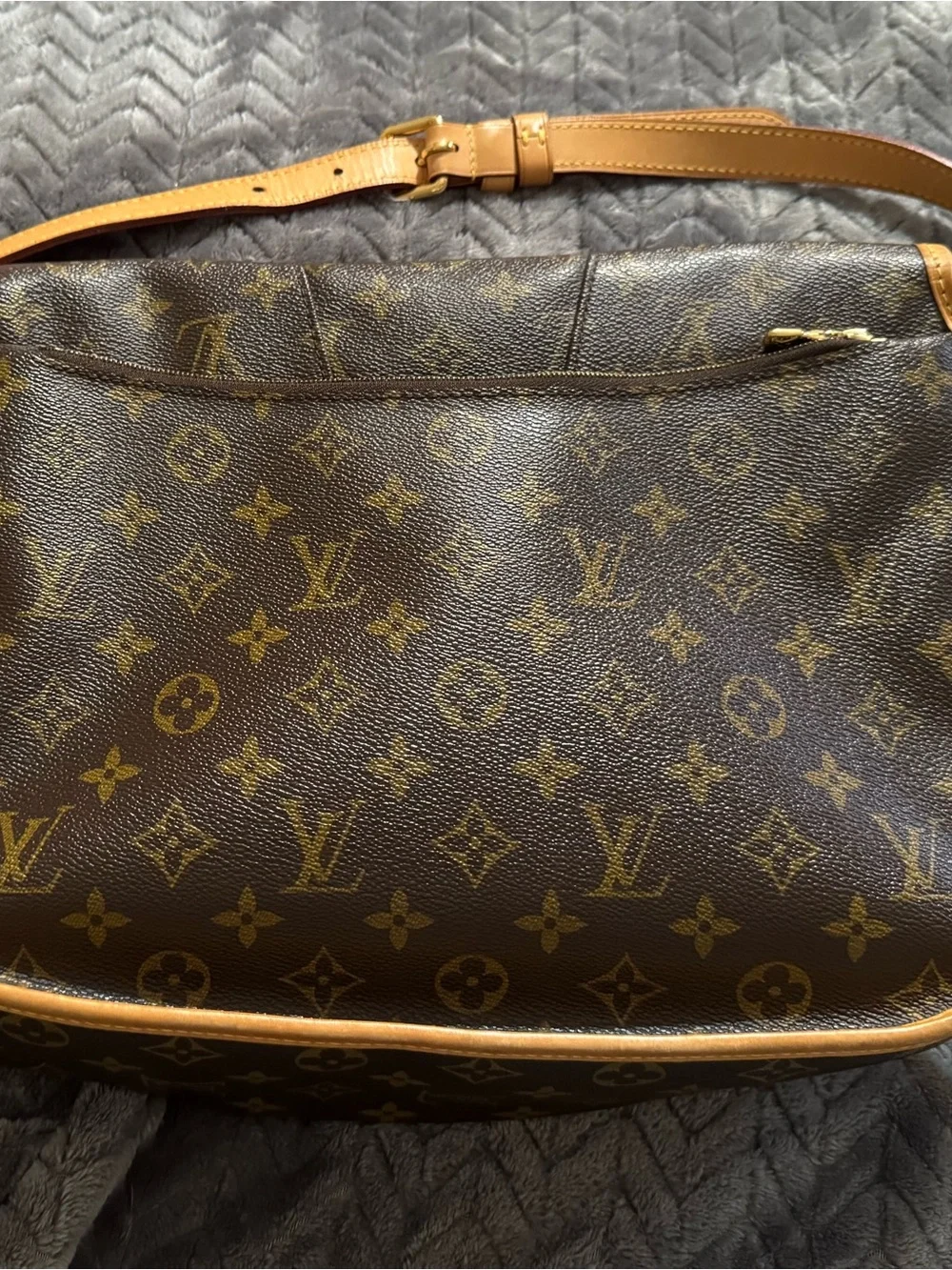 Louis Vuitton Monogram Canvas Shoulder Bag in Brown and Tan